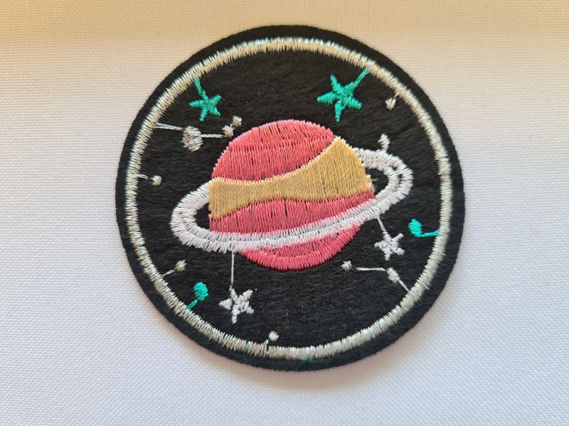 Applikation/Bügelbild rosa Planet mit Ring