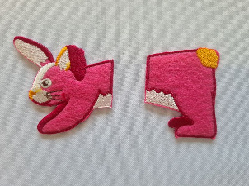 Applikation/Bügelbild Hase geteilt