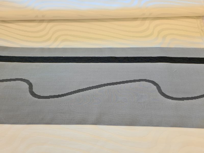 Deko Vorhangstoff Streifen Grau Schwarz Ecru