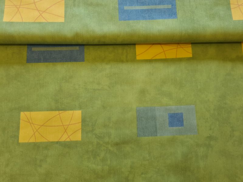 Dekostoff Retro Grün Gelb