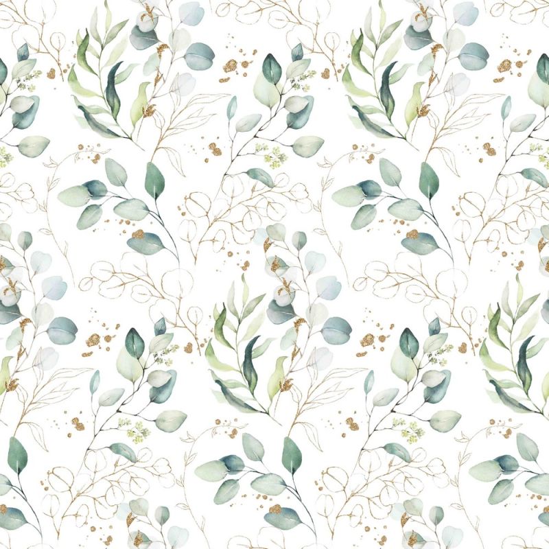 Baumwolle Eukalyptus Weiß