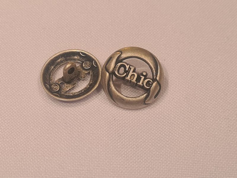 Knopf 18mm Öse Metall Chic Silber Matt
