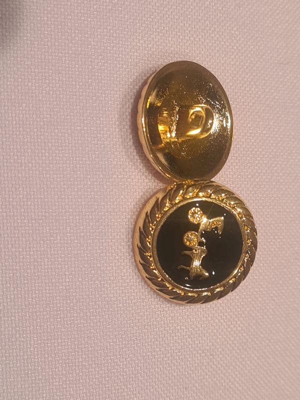 Knopf 18mm Öse Metall Rund mit Kutsche Gold/Schwarz