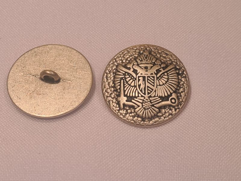Knopf 25mm Öse Metall Rund Doppeladler Silber Matt