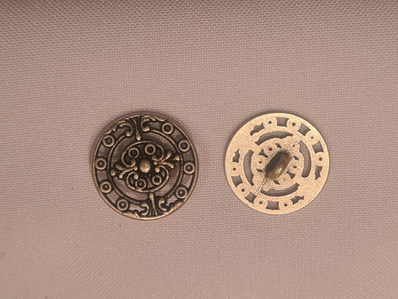 Knopf 20mm Öse Metall Rund Siegelfräsung Silber Matt