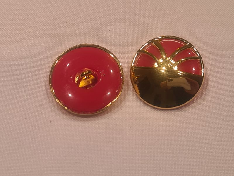 Knopf 25mm Öse Metall Sonnenaufgang Gold/Rot