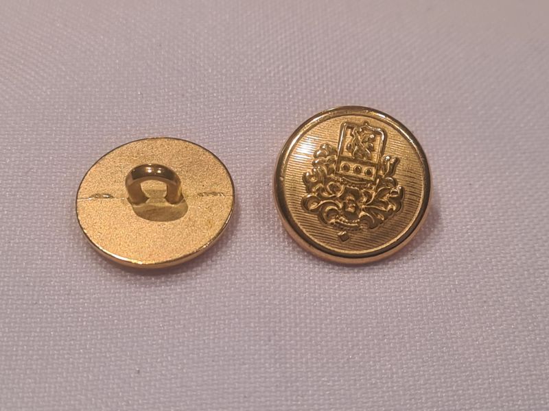 Knopf 15mm Öse Metall Rund Wappen Gold