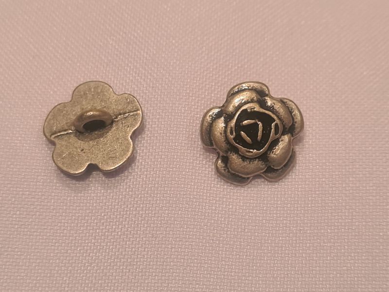 Knopf 14mm Öse Metall Rose Silber Matt