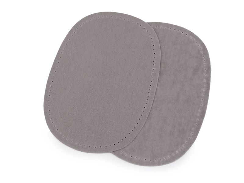 Bügelflicken Velours perforiert grau