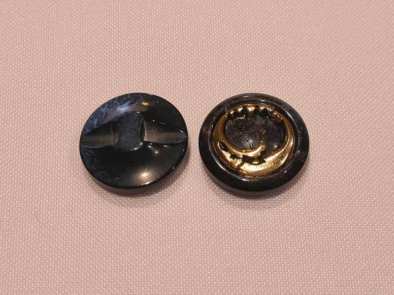 Knopf 20mm Öse Hornoptik mit Metallkranz dunkelblau