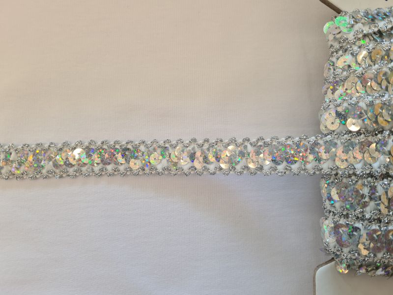 Paillettenband elastisch 20mm Silber