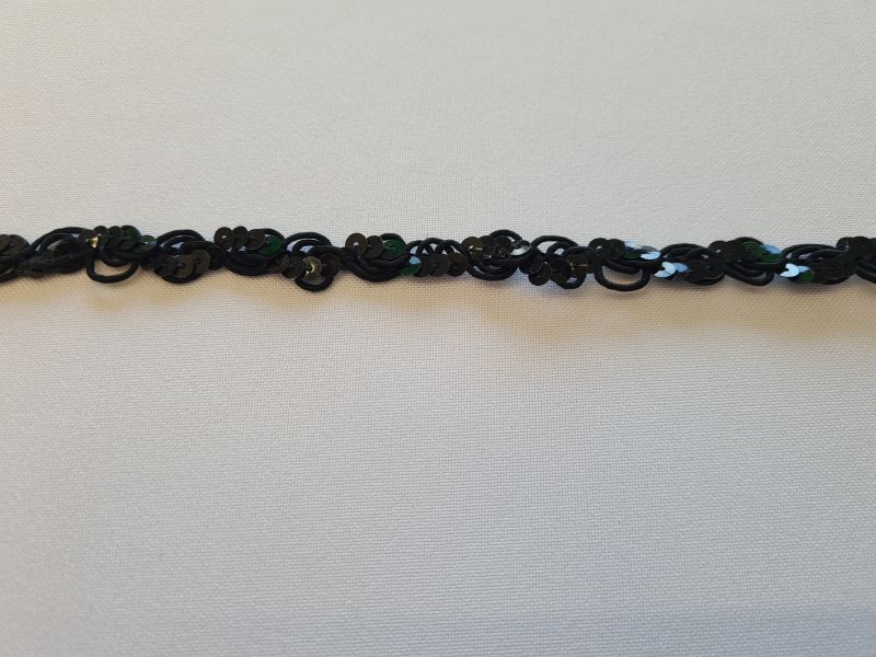 Paliettenborte Schwarz 1reihig mit webung