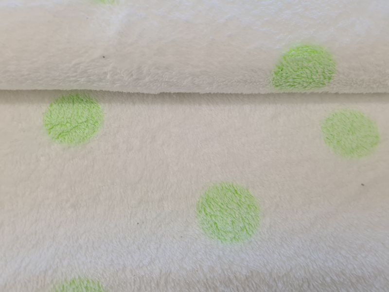 Mikrofleece Punkte Hellgrün Weiß