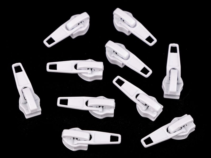 [840490.1] 1 Schieber/Zipper 5 mm fein mit Arretierung Weiß