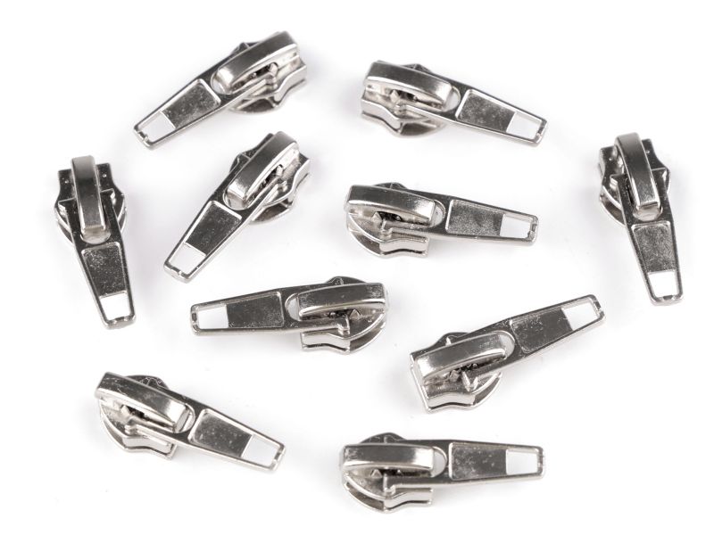 [840490.2] 1 Schieber/Zipper 5 mm fein mit Arretierung Silber