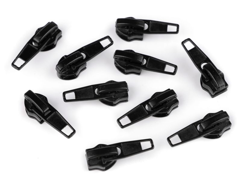 1 Schieber/Zipper 5 mm fein mit Arretierung Schwarz