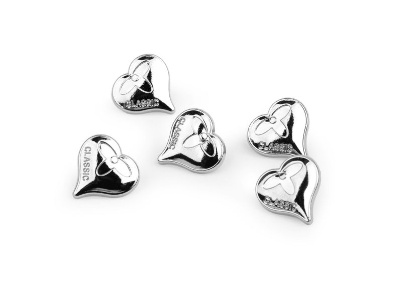 [120701.001] Knopf 15mm Öse Metall Herz Classic Silber