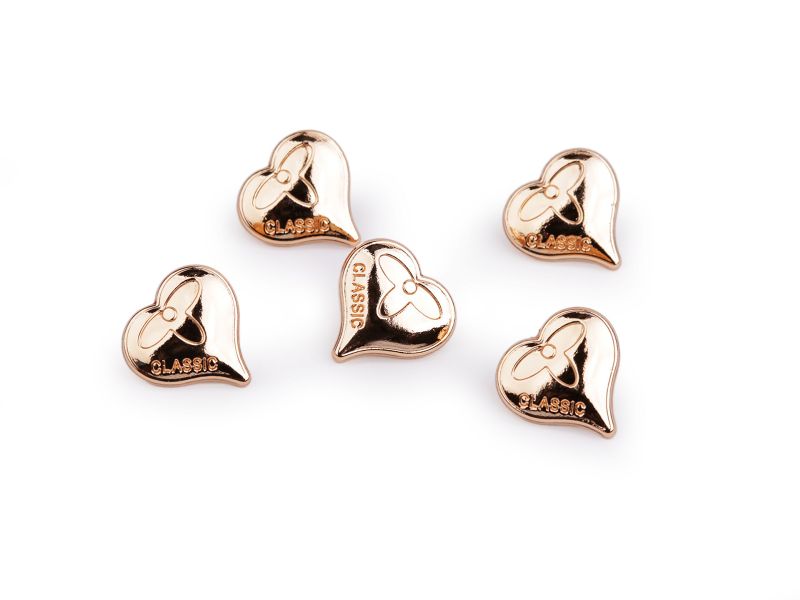 Knopf 15mm Öse Metall Herz Classic Rosegold