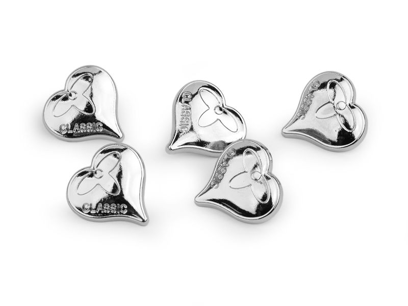 Knopf 18mm Öse Metall Herz Classic Silber