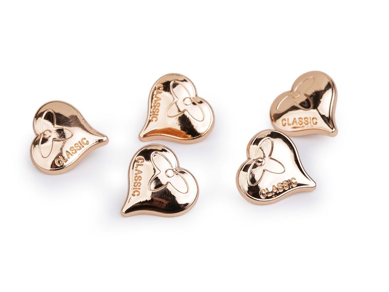 Knopf 18mm Öse Metall Herz Classic Rosegold