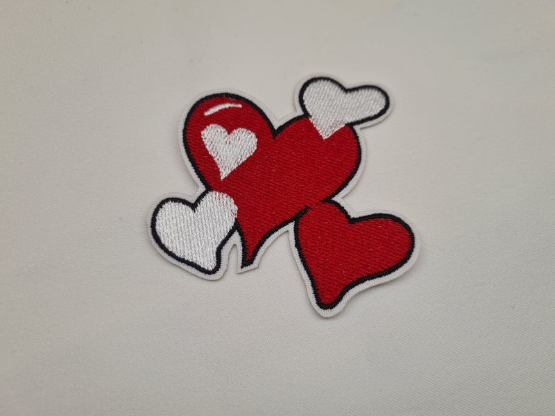 Applikation/Bügelbild Karneval 5 Herzen