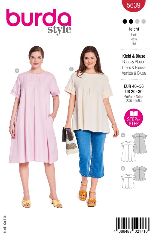 Schnittmuster Kleid & Bluse Burda 5639