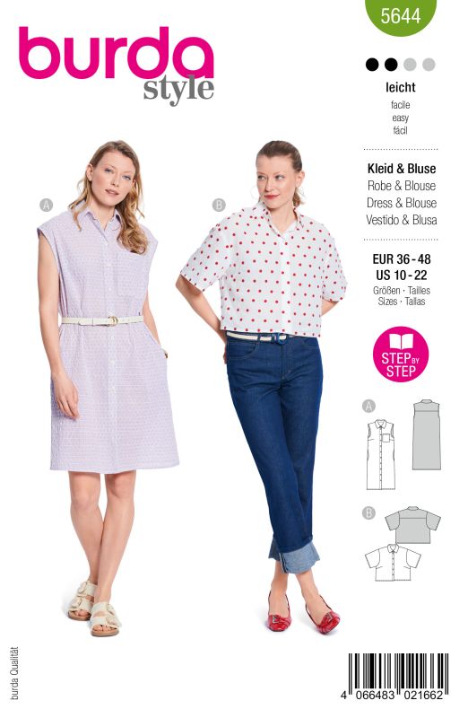 Schnittmuster Kleid & Bluse Burda 5644