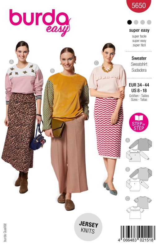 Schnittmuster Sweatshirt Burda 5650