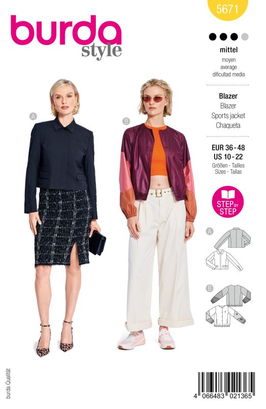 Schnittmuster Jacke Burda 5671