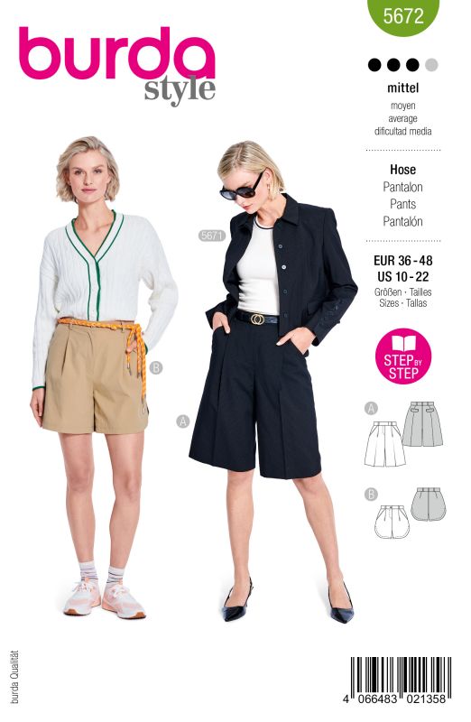 Schnittmuster Shorts Burda 5672