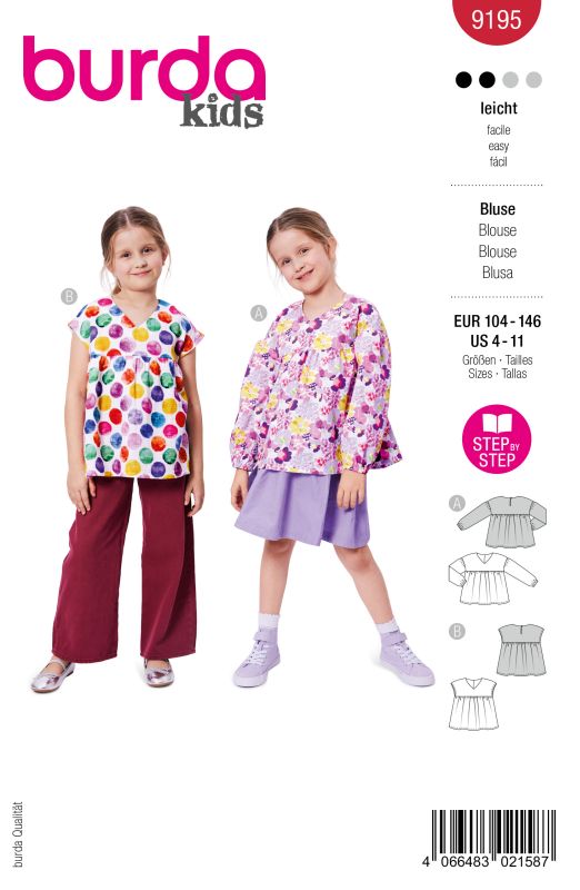 Schnittmuster Bluse Burda 9195
