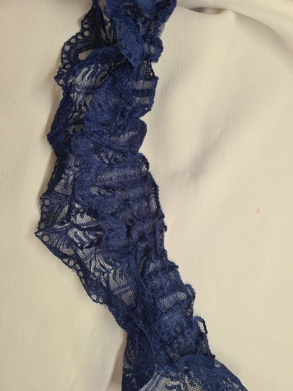 Doppelrüsche 8,5 cm breit dunkelblau