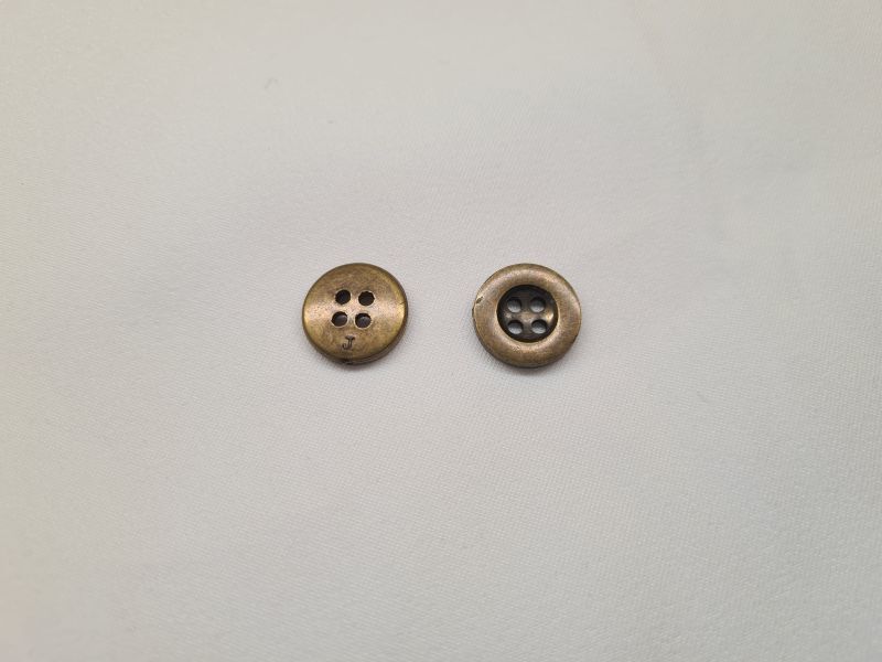 Knopf 15mm 4-Loch Metalloptik Bronze