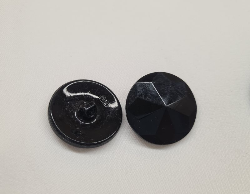 Knopf 27mm Öse Glas Diamantschliff Schwarz