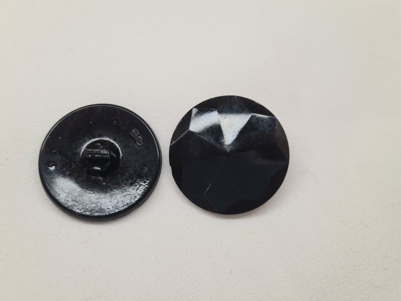 Knopf 32mm Öse Glas Diamantschliff Schwarz