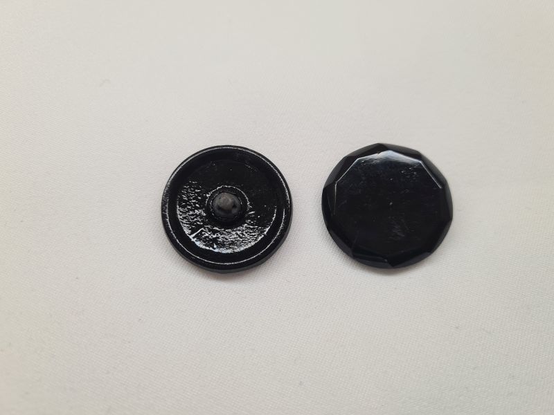 Knopf 25mm Öse Glas Kantenschliff Schwarz