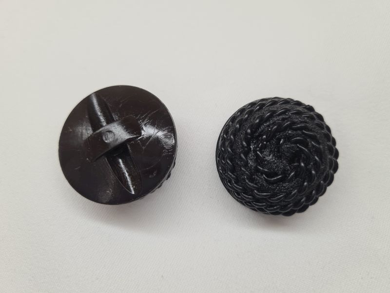 Knopf 30mm Öse Seilmuster hoch Schwarz