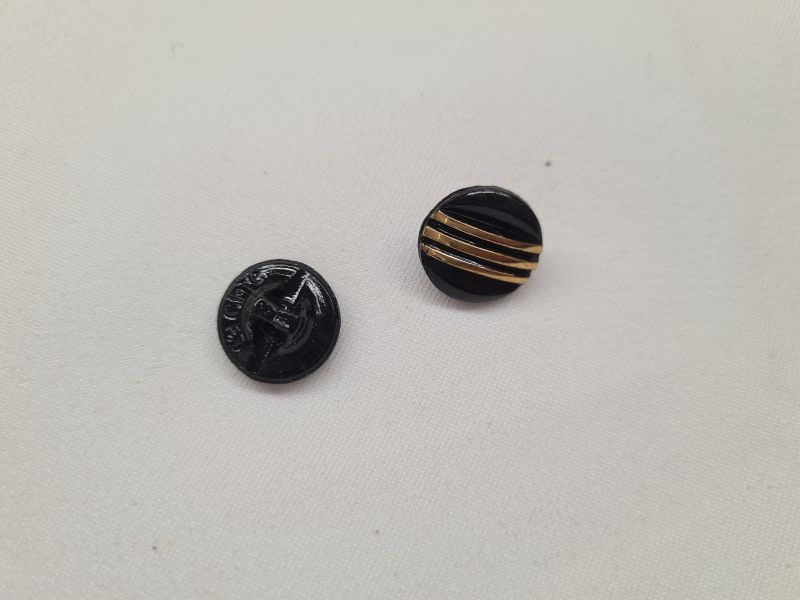 Knopf 13mm Öse Rund 3 Silberstreifen Schwarz