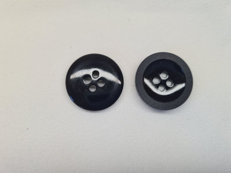 Knopf 20mm 4-Loch Anzugsknopf Matter Rand Schwarz