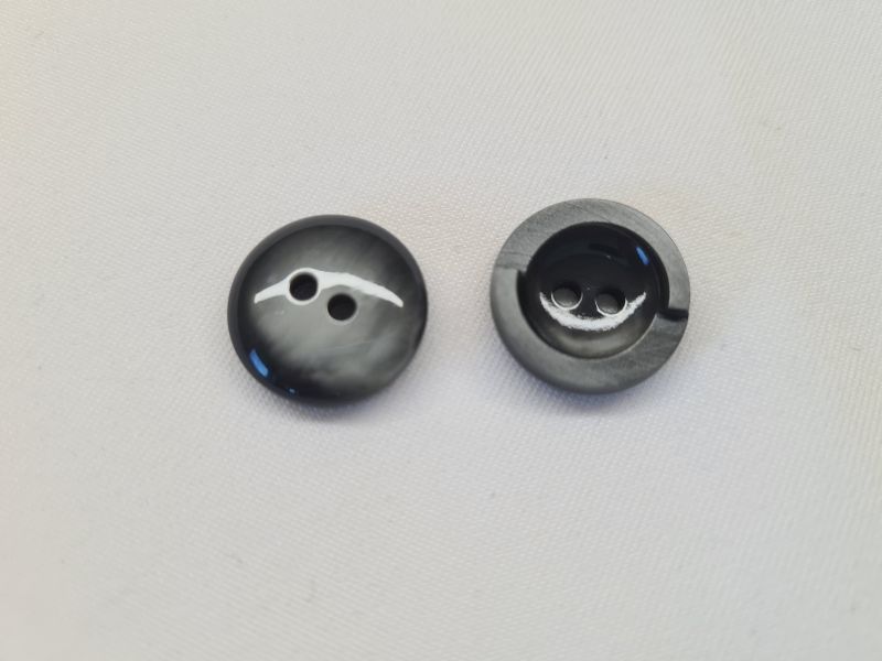 Knopf 17mm 2-Loch Anzugsknopf Rand absatz Schwarz