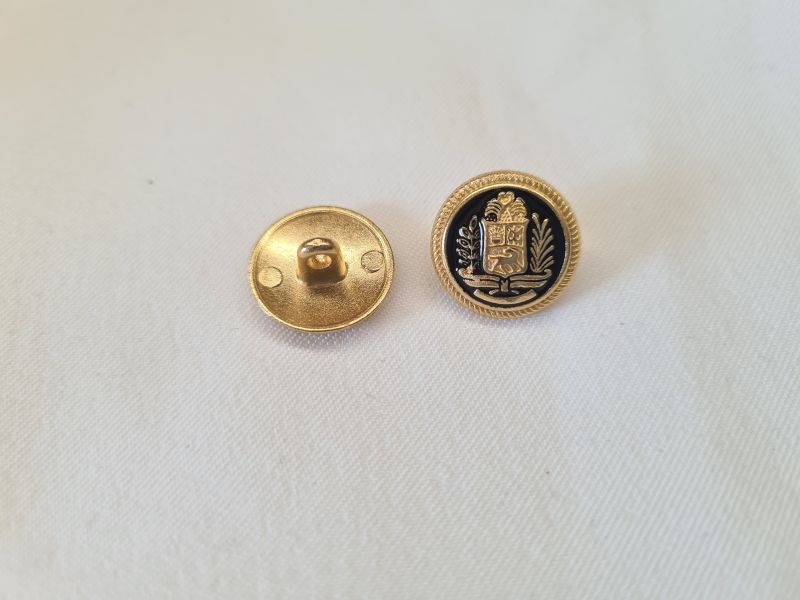 Knopf 15mm Öse Metall Wappen Schwarz/Gold