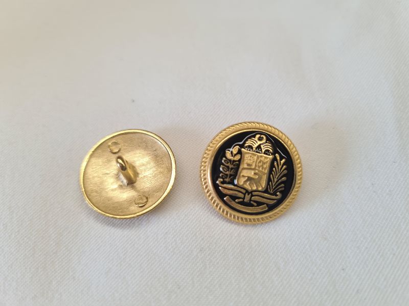 Knopf 20mm Öse Metall Wappen Schwarz/Gold