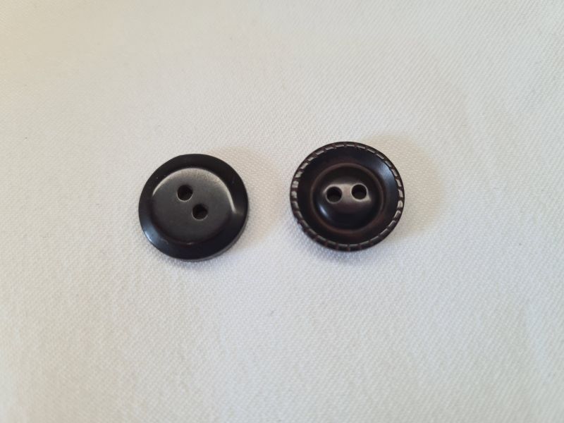 Knopf 15mm 2-Loch Sombrero Schwarz