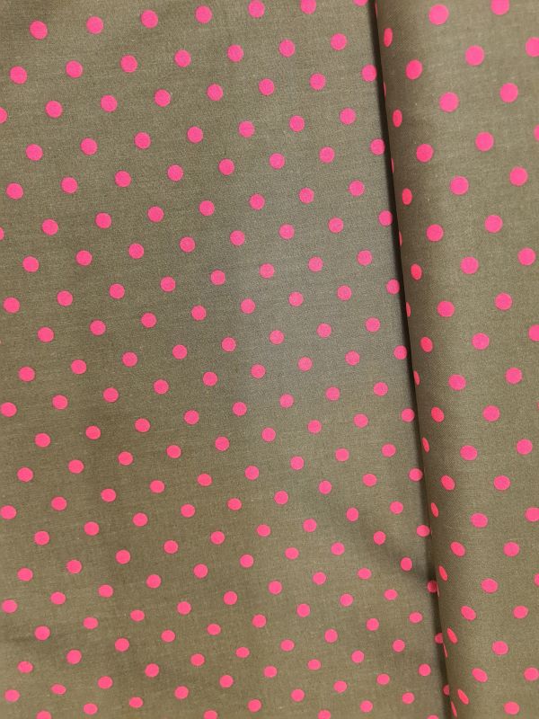 Baumwolle 0,8cm Pünktchen dunkelbraun/pink