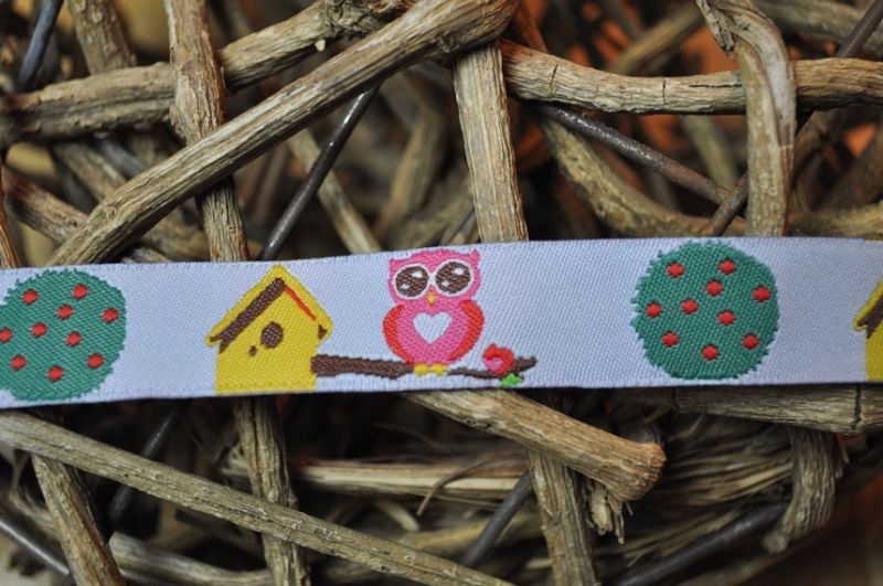 Webband Eulen Nest Grau