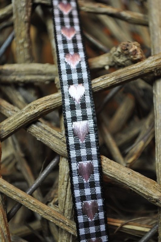 Vichy Karo Band mit Herzen hellrosa