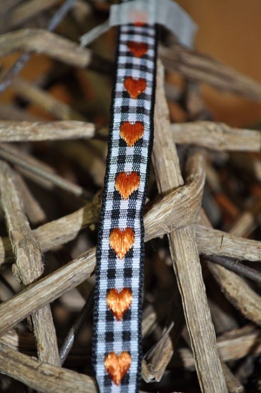 Vichy Karo Band mit Herzen orange