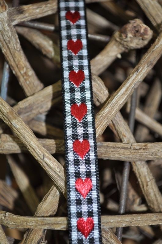 Vichy Karo Band mit Herzen rot