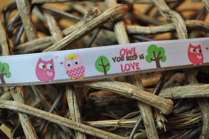 Satinband *Owl you need is Love* schmal
