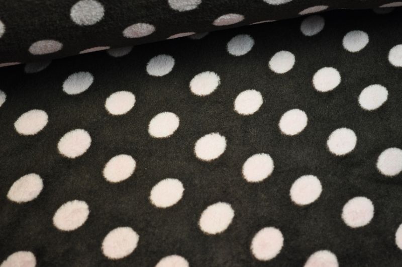 Mikrofleece Punkte braun/rosa
